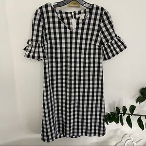 J Crew Black White Plaid Cotton Dress XXS